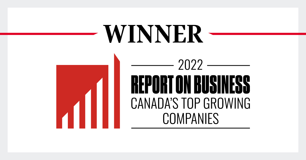 Winner of top growing companies logo 2022