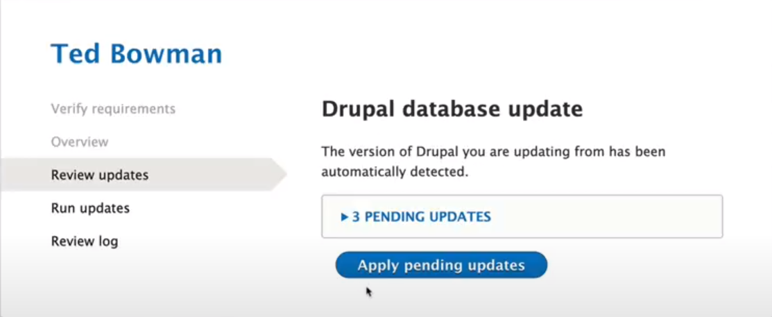 Applying Drupal database updates