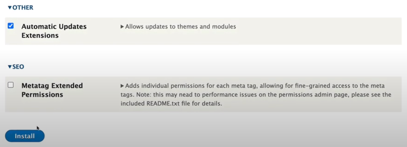 The Automatic Updates Extensions module