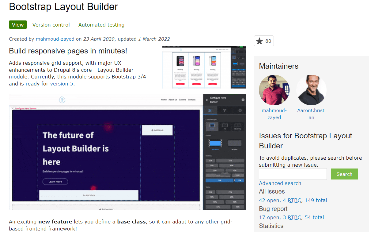 Bootstrap Layout Builder module maintained by the ImageX team