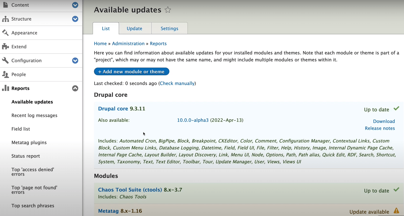 Drupal core up-to-date